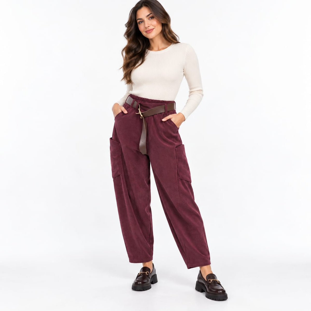 pantalone donna a costine art 3993