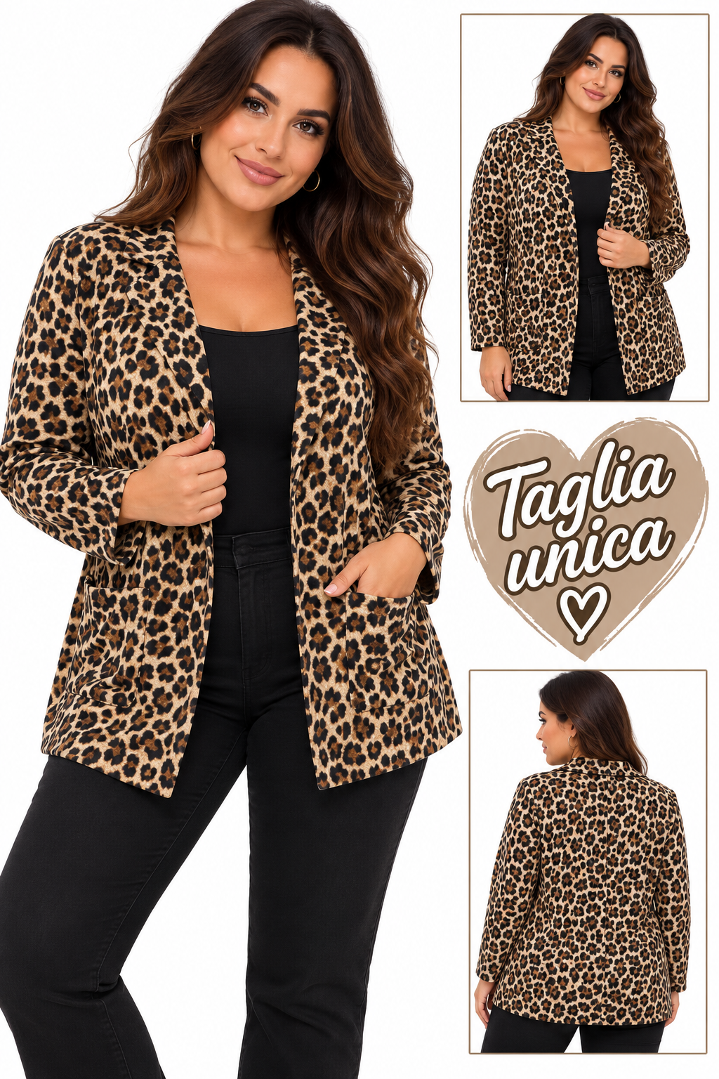 Giacca leopardata curvy art 37392