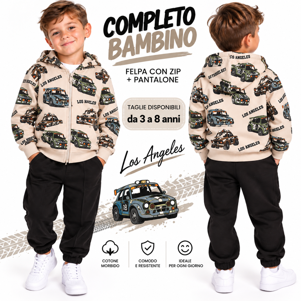 Tuta 3 pezzi maglia manica lunga e felpa con cappuccio Art 2741