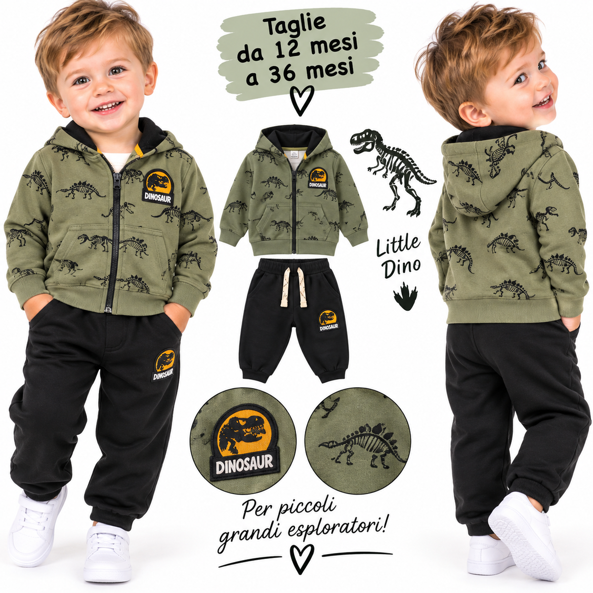 Tuta 3 pezzi dinosaur Art 8475