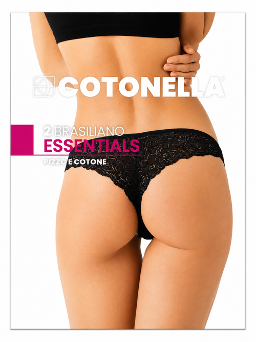 2 slip brasiliano pizzo e cotone art GD284