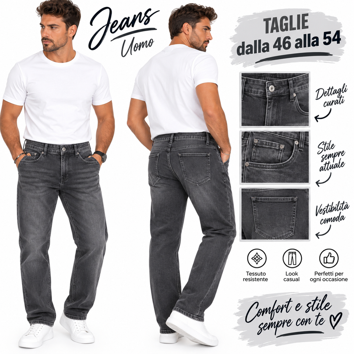 Jeans uomo neri art 863