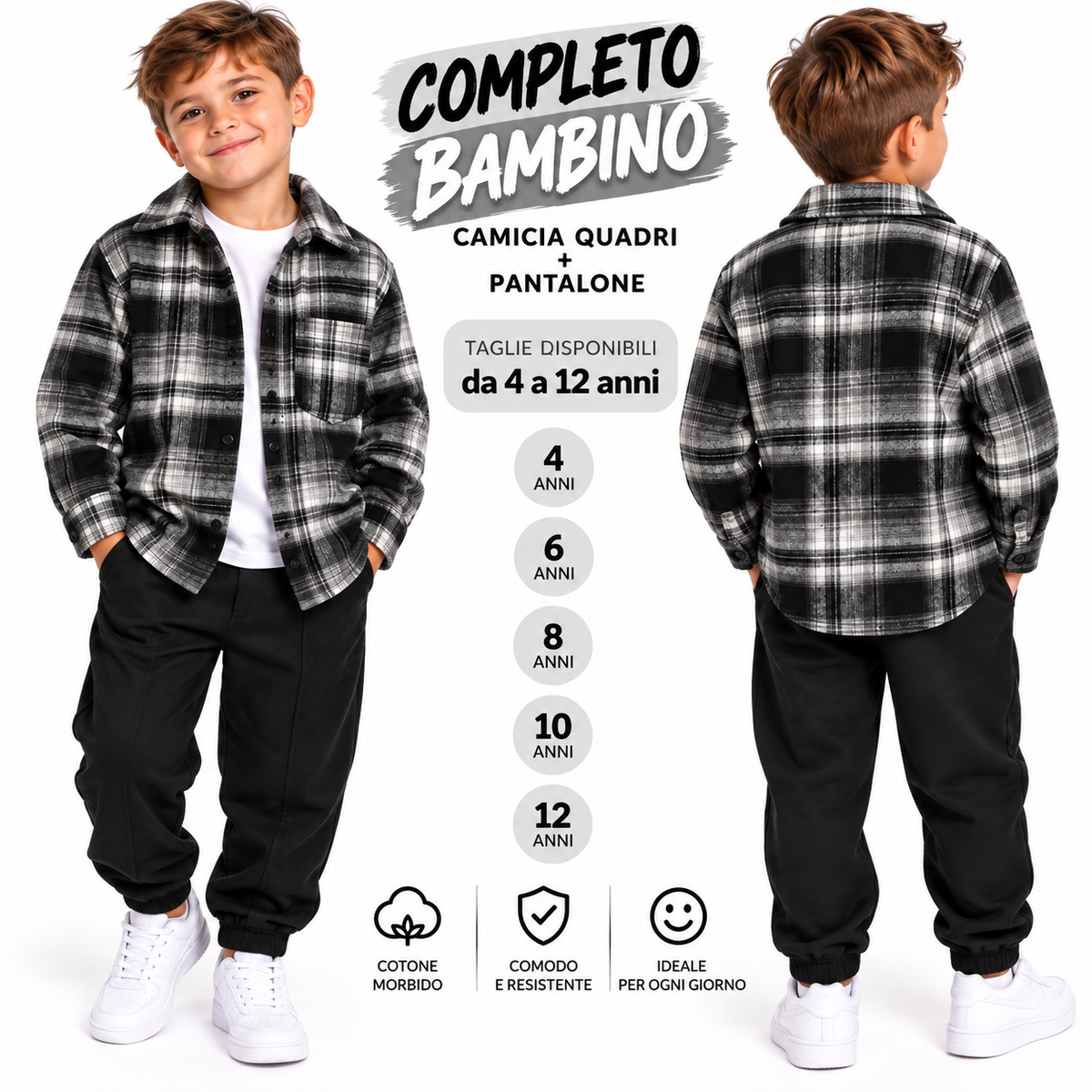 Tuta con maglia manica lunga pantalone felpato e camicia in Pile Art 8036