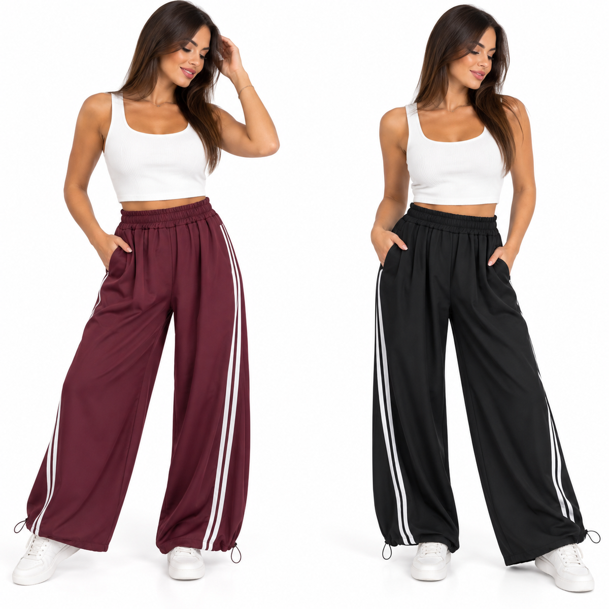 Pantaloni larghi con righe laterali Art 49219