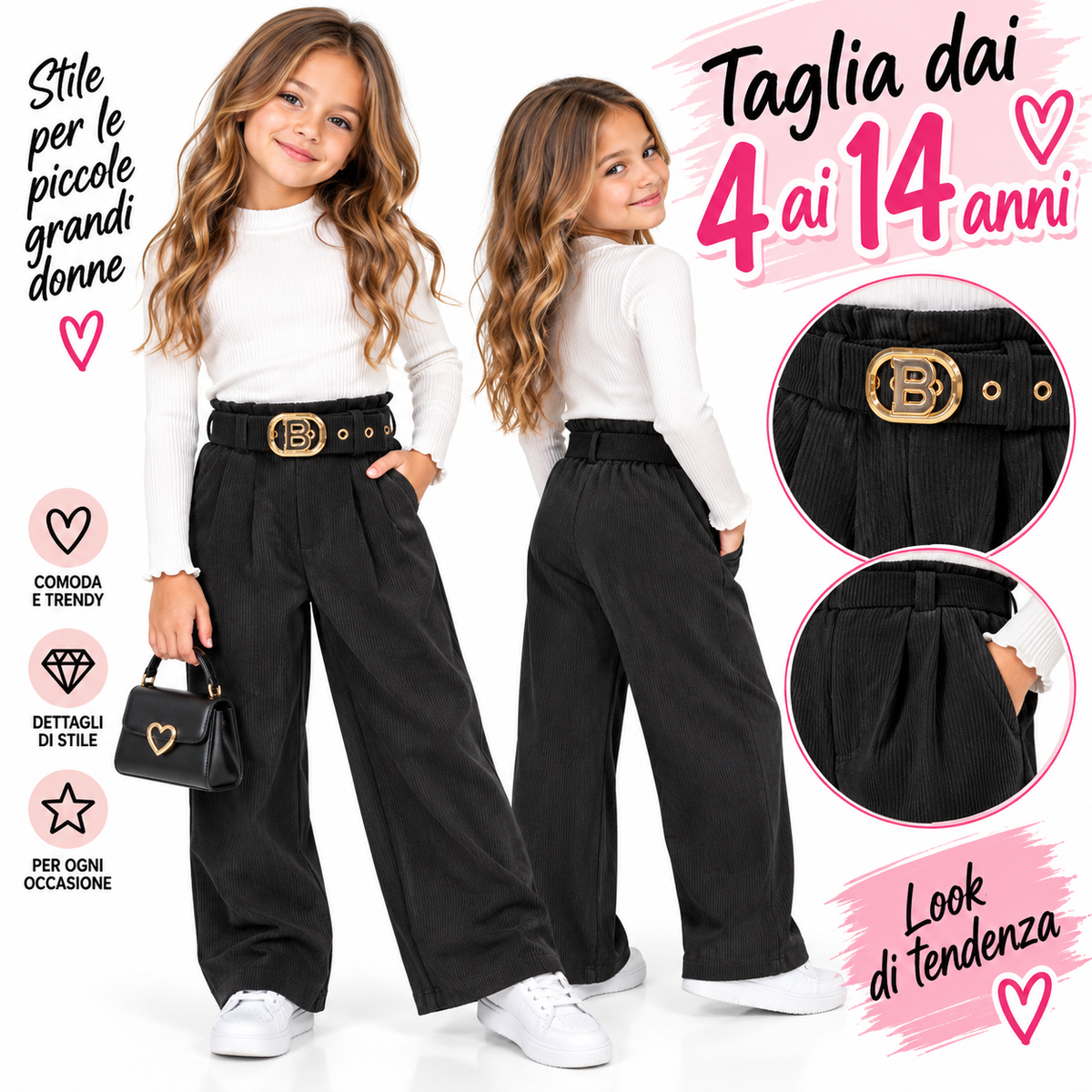Pantaloni in velluto bambina art 9637
