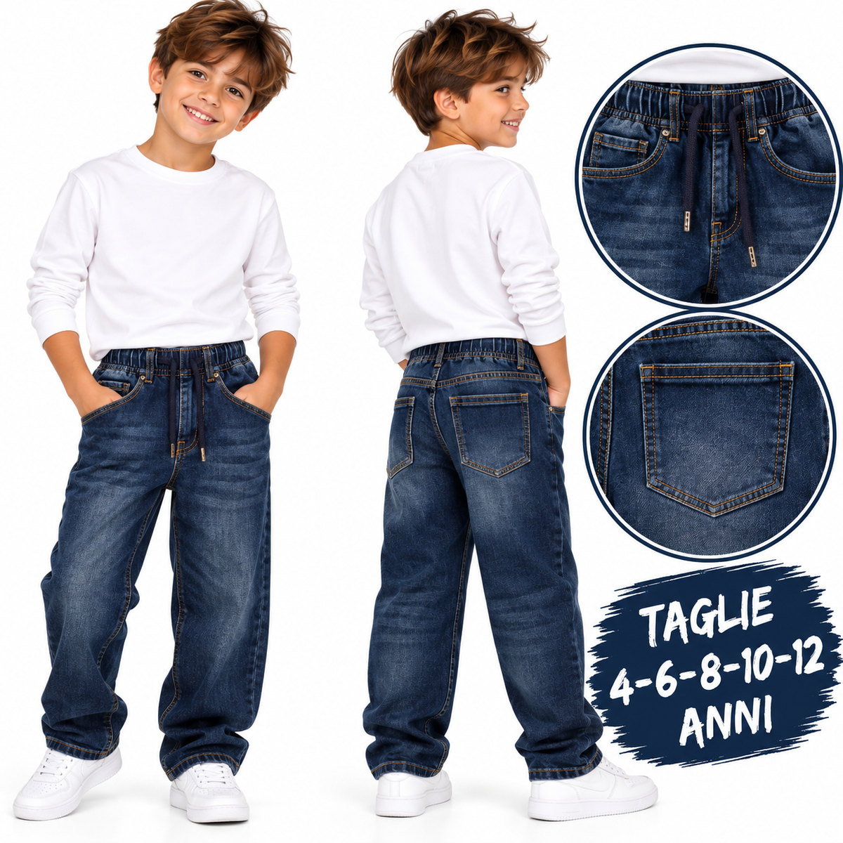 Jeans con elastico in vita gamba stretta Art 439