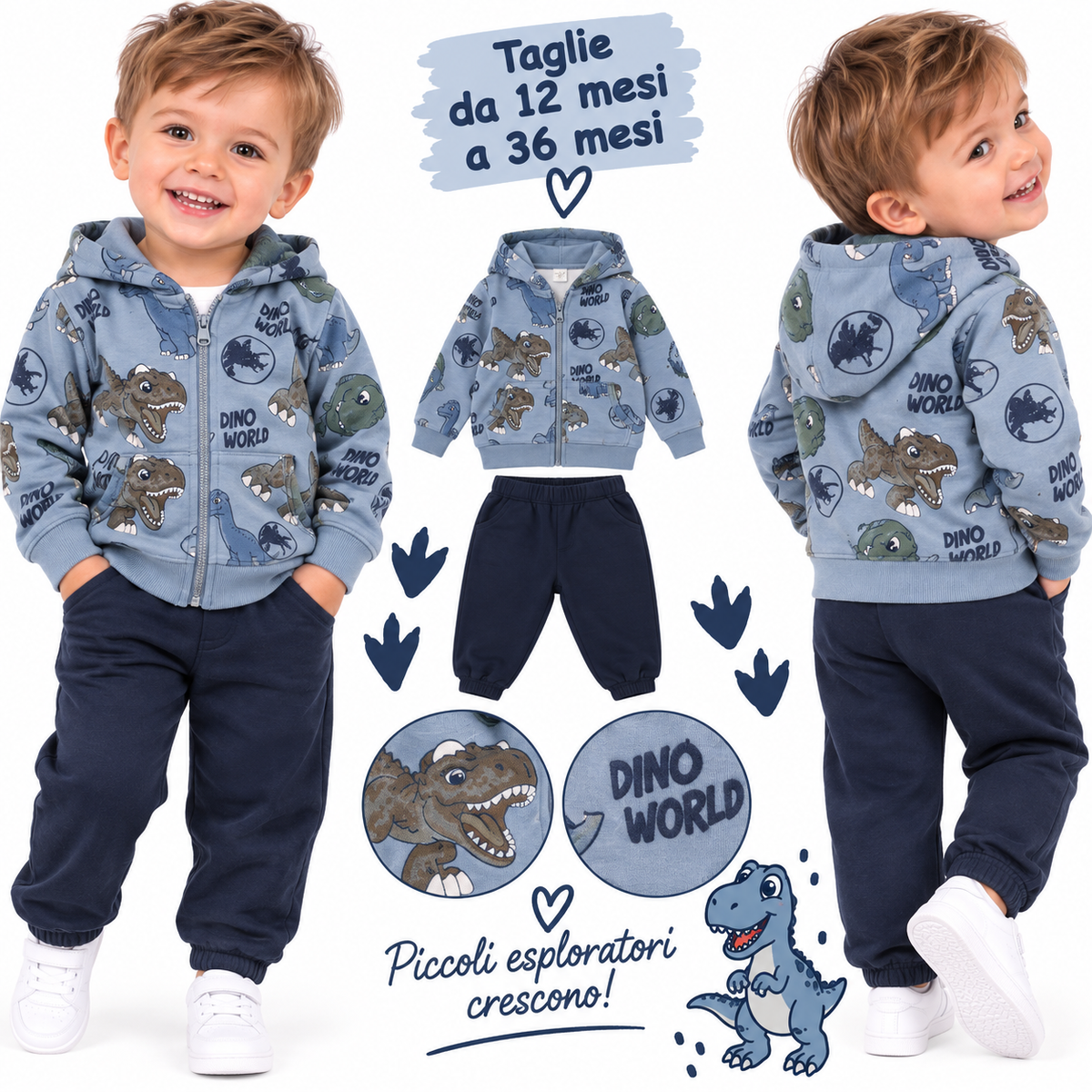 Tuta 3 pezzi dinosauri Art 2337