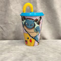 Bicchiere di plastica con cannuccia e coperchio dei pokemon