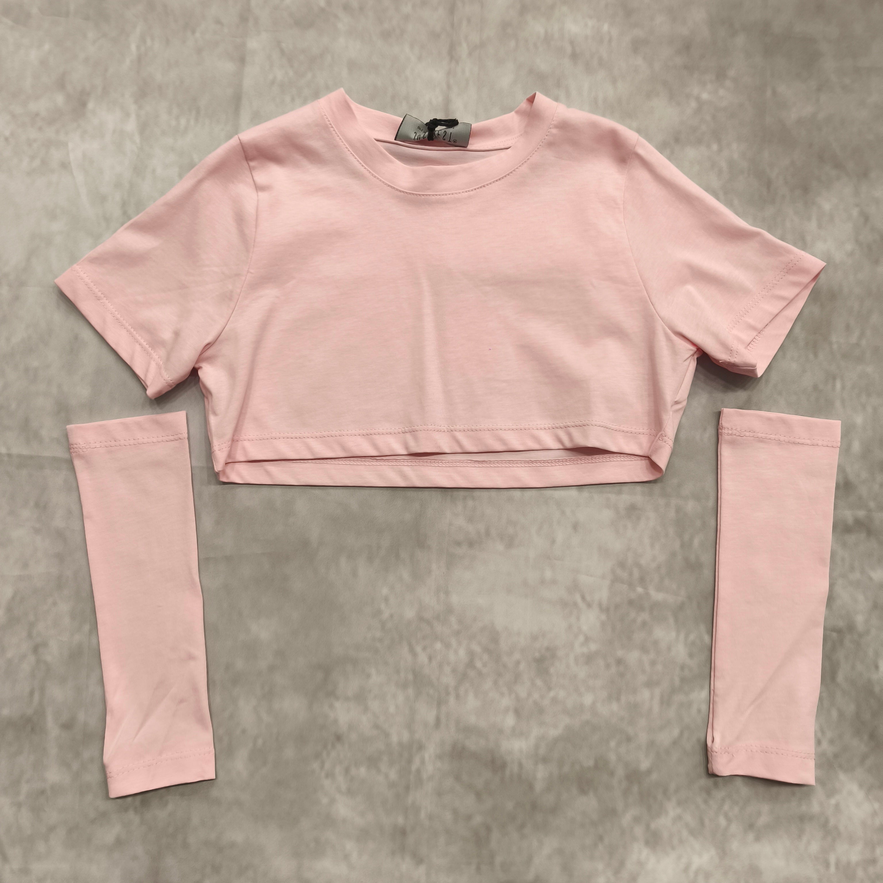 T-shirt crop bimba con manicotti art 98045