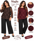 Maglia donna curvy con ricamo manica lunga art 830004