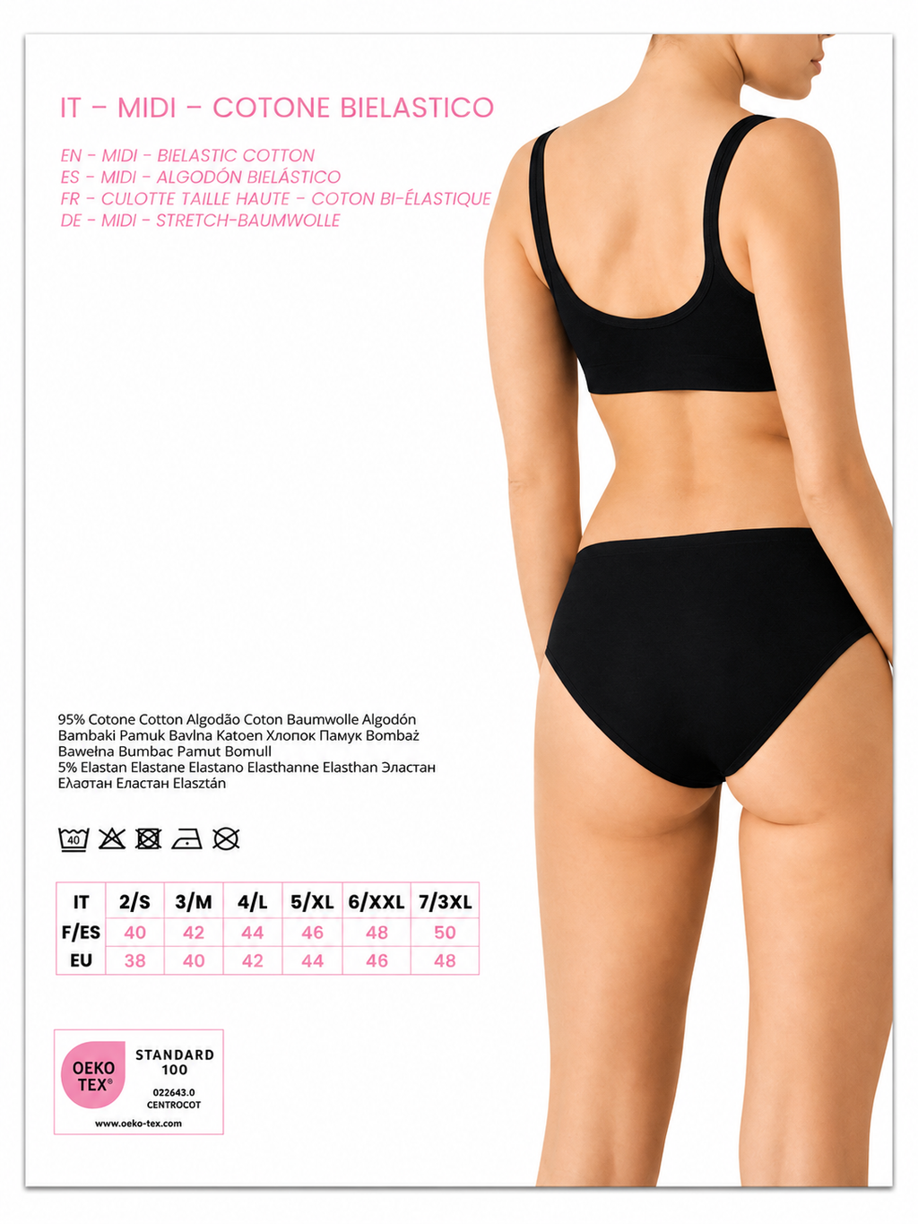 3 slip midi essentials cotone bielastico art 3488