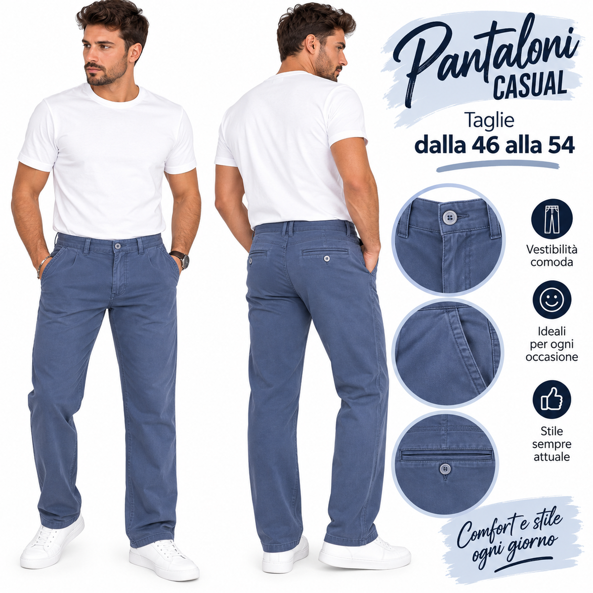 Pantaloni in cotone blu art 300