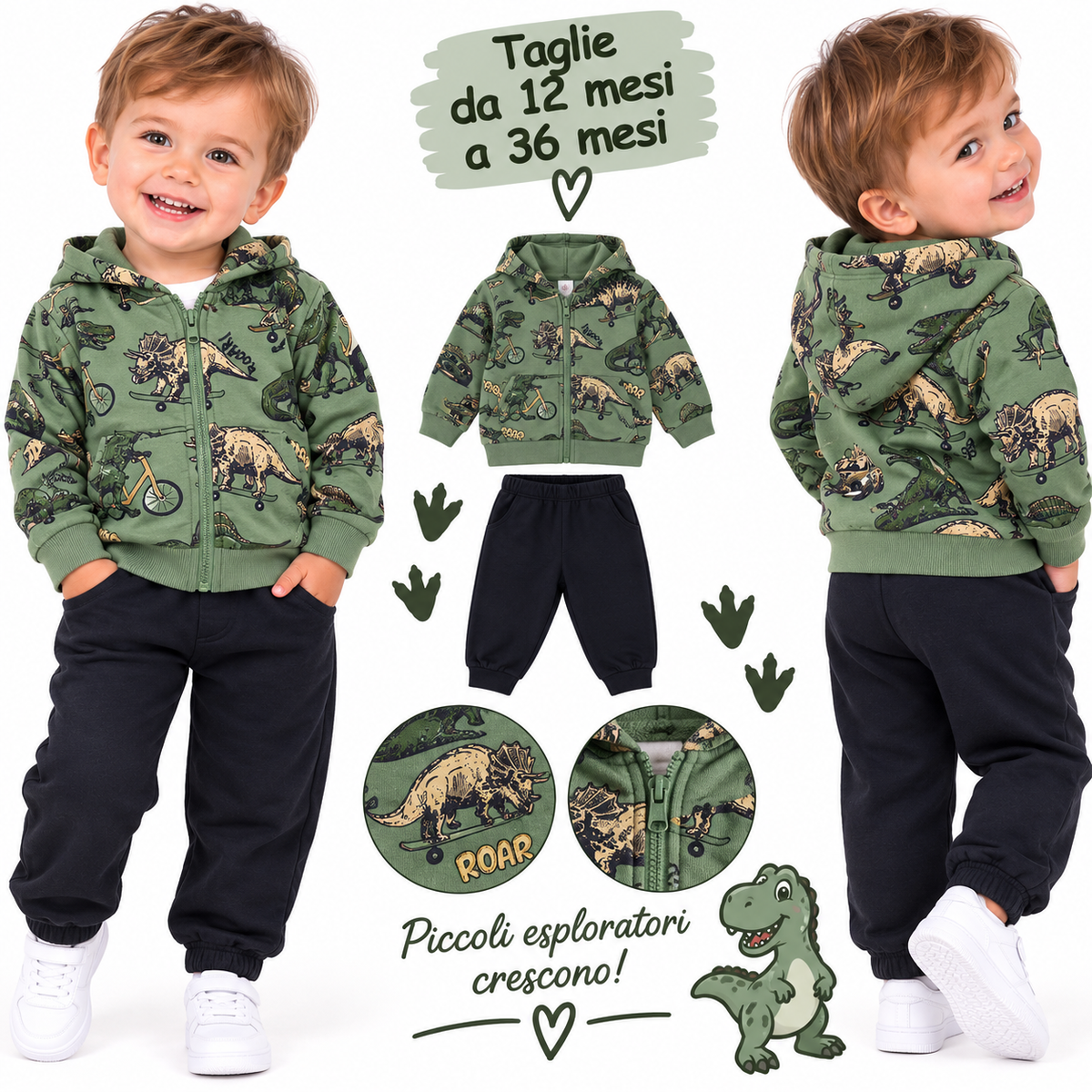 Tuta 3 pezzi dinosauri Art 2644