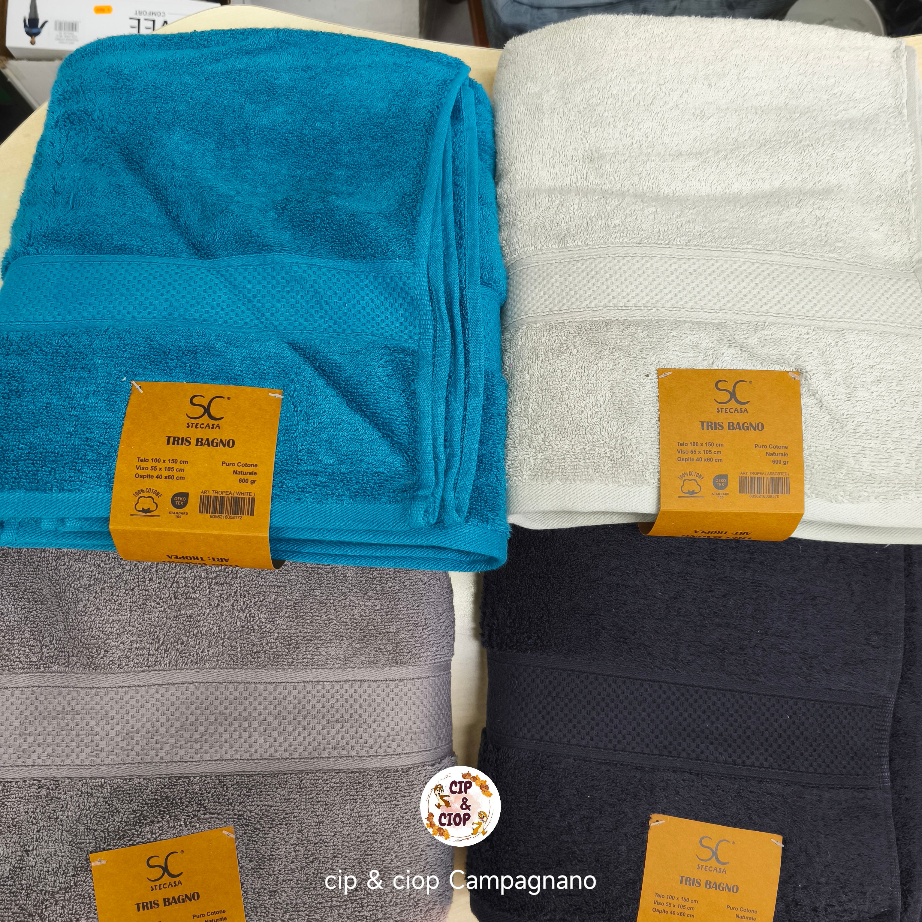 Tris bagno puro cotone naturale 600 g.
