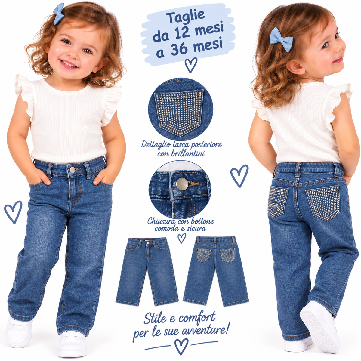 Jeans morbido con taschine brillantini Art 1010