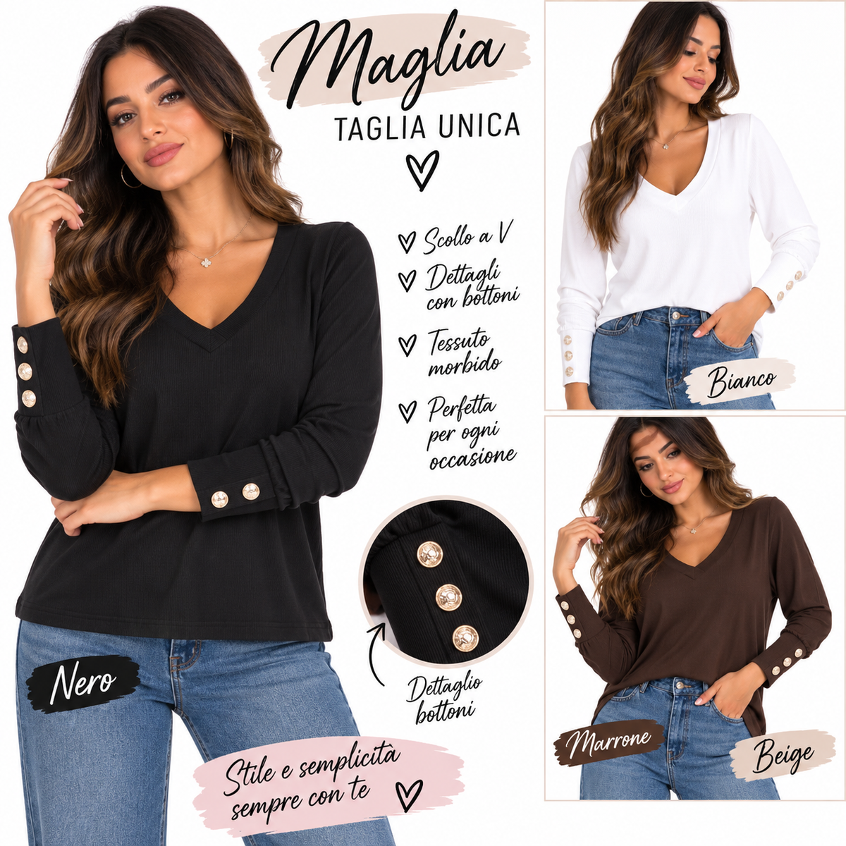 Maglia cotone costina manica lunga art 2889